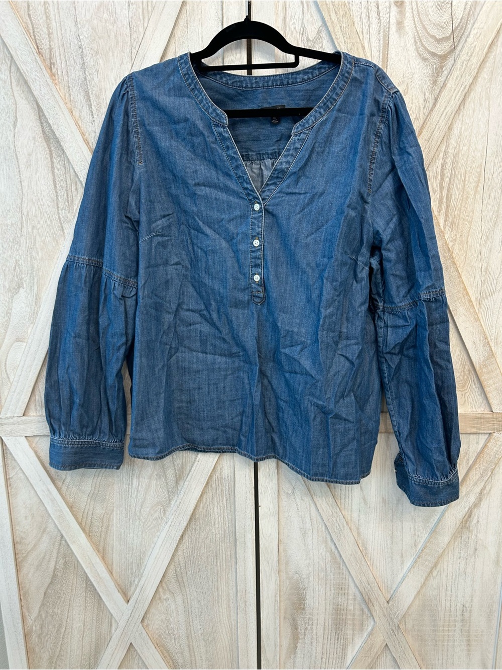 Talbots Indigo Denim Henley Blouse